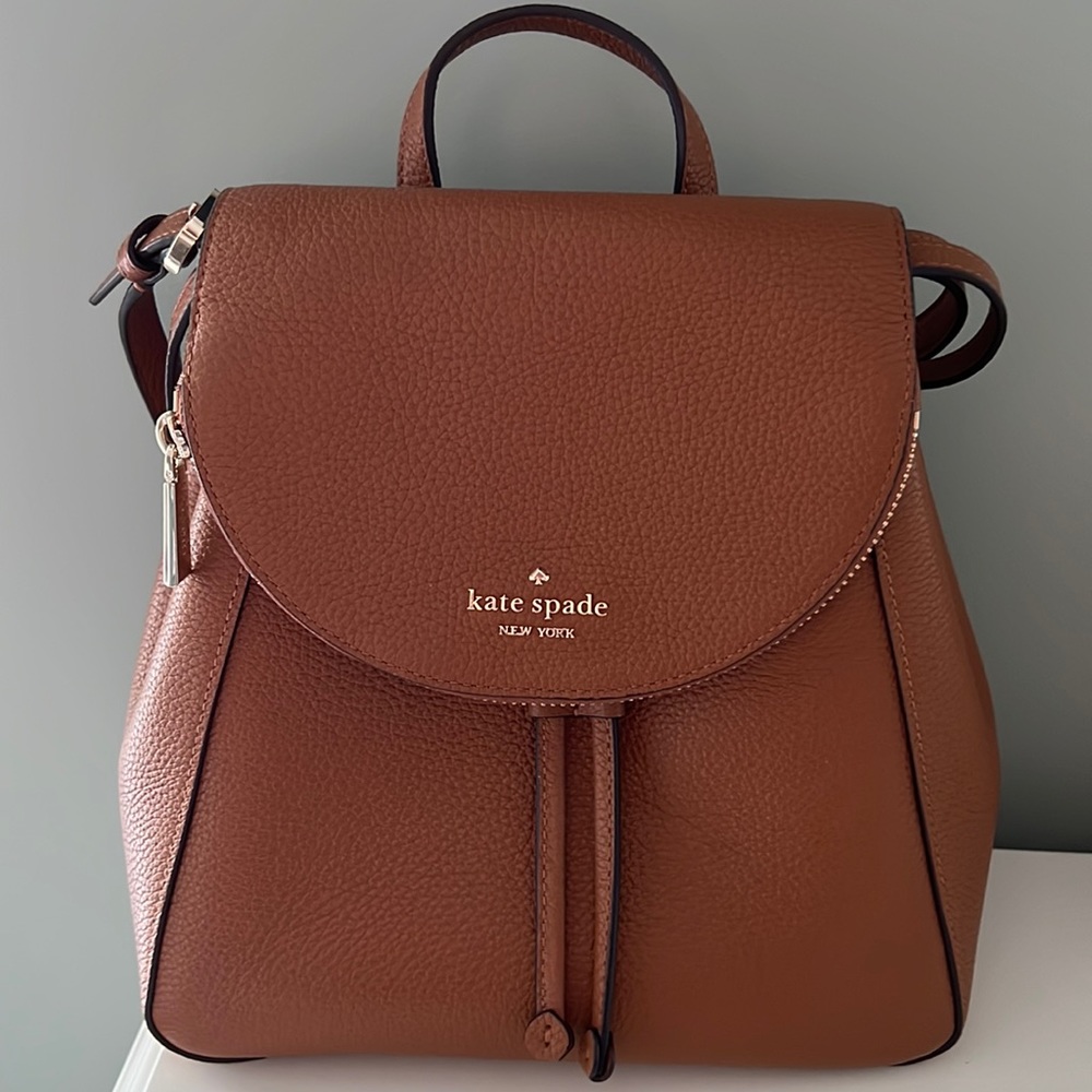 Kate Spade backpack purse. Camel pebbled leather. Great condition, used once.